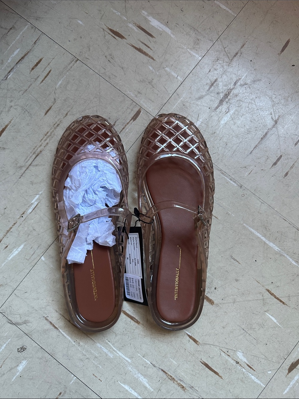 Intentionally Blank Transparent Pink Jelly Mary Jane Flats